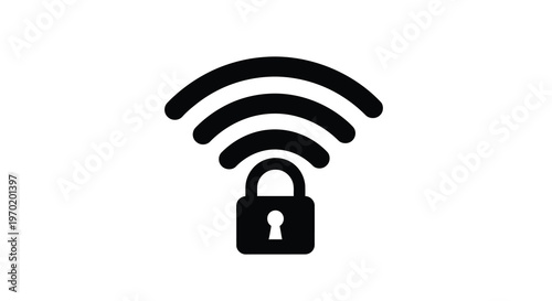 Secure wireless connection icon with a padlock black silhouette