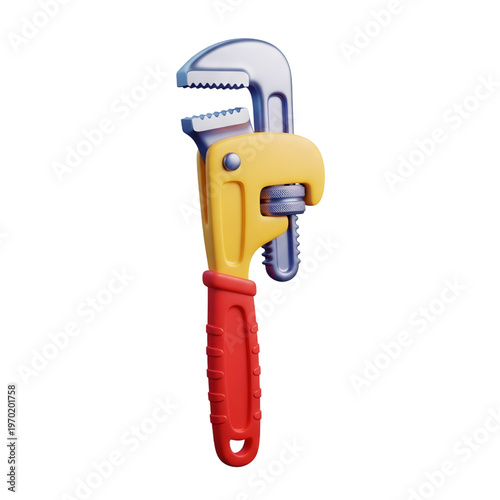 Adjustable Wrench, Plumbing Tool, Hand Tool, Yellow and Red, DIY, Repair