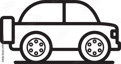 Simple outline drawing of a small utility vehicle with a spare tire on the back