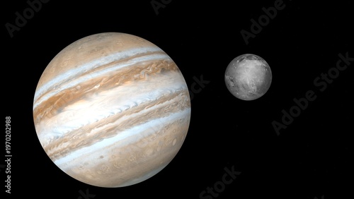 Quadro su tela Ganymede satellite of Jupiter. 3d illustration