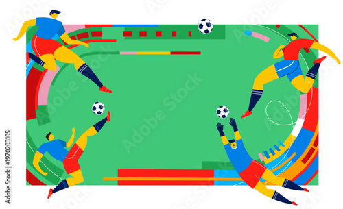 Football stadium and sport competition design. Geometric soccer field background for World Championship 2026.