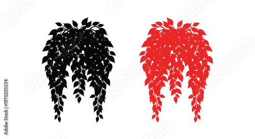 Cascading foliage designs in contrasting colors a striking silhouette