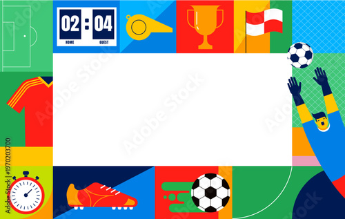 Geometric background for soccer World Championship 2026. Modern colorful football competition design.