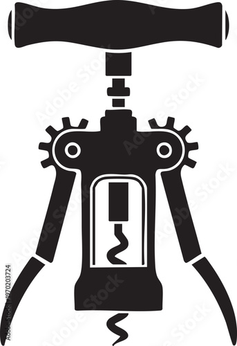 Black wine corkscrew, bottle opener, wine tool, kitchen gadget, barware