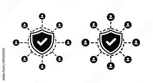 Network security with connected people icons a bold graphic silhouette