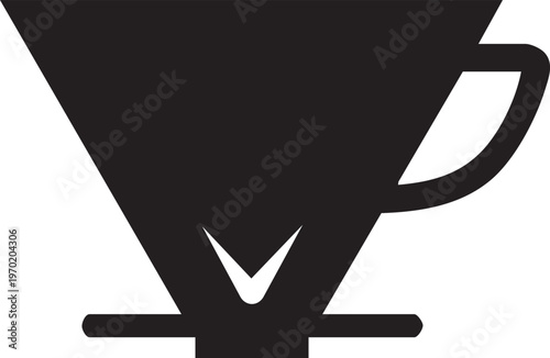 Coffee Pour Over, Black Coffee Dripper, Vector Coffee Icon, Modern Coffee Brewer