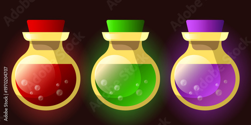 Mana icon. Magic points. Vector 3d clipart isolated on dark background.