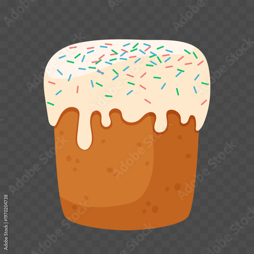 Easter cake. Sweet cake with icing. Vector hand drown illustration.