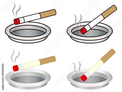 煙草と灰皿のイラスト素材セット