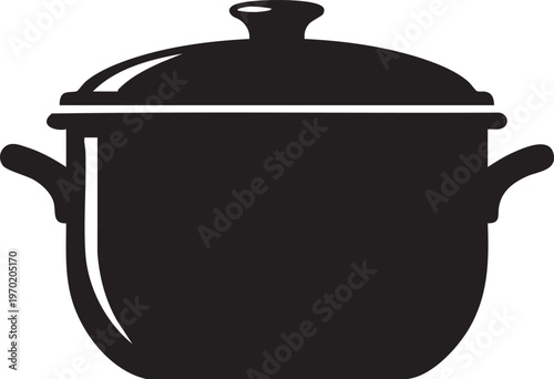 Black pot, cooking vessel, kitchenware, cookware icon