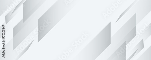 Modern Abstract White and Grey Geometric Background with Minimalist Shapes for Business Banner, Elegant Futuristic Design with Soft Gradients and Copy Space for Corporate Presentation and Web.