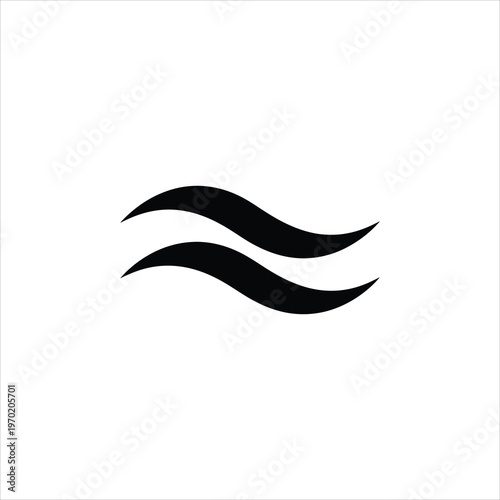 Abstract Waves Symbol Representing Equality and Balance Minimalist Design Isolated on white background
