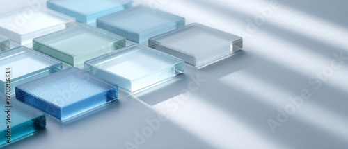 Abstract glass tiles with light shadows