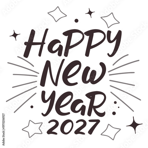 Handwritten Happy New Year 2027 Greeting handwritten text