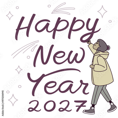 Person Celebrating Happy New Year 2027 celebration