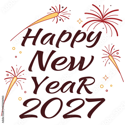Happy New Year 2027 fireworks celebration party