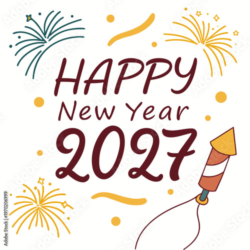 Happy New Year 2027 Fireworks celebration party