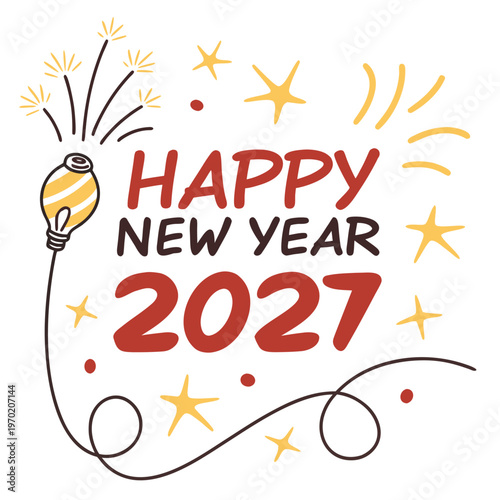 New Year 2027 Fireworks Greeting happy new year celebration