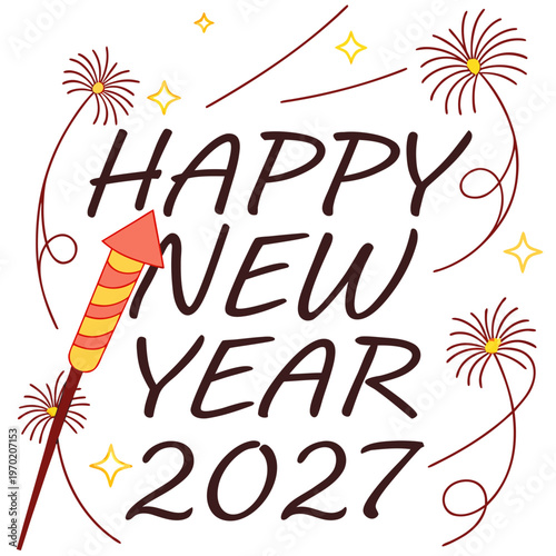 Happy New Year 2027 Firework celebration festive