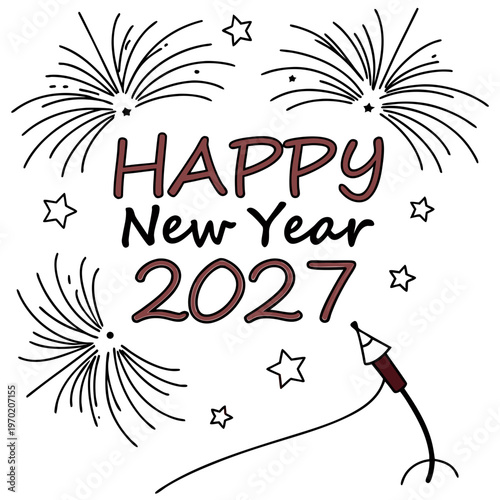 Happy New Year 2027 Fireworks celebration festive