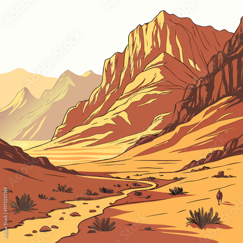 Desert mountain landscape with rocky terrain