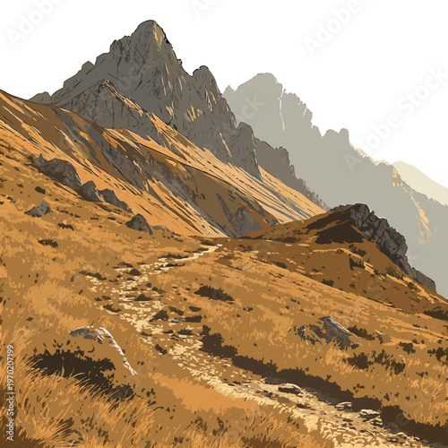 Rocky Mountain Landscape with Path nature