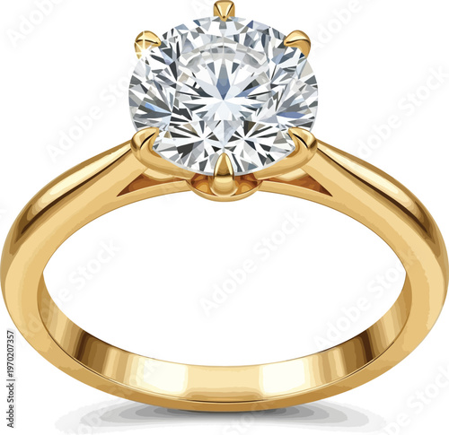 Elegant solitaire diamond engagement ring in yellow gold symbolizing love and commitment perfect for wedding invitations and luxury jewelry advertising