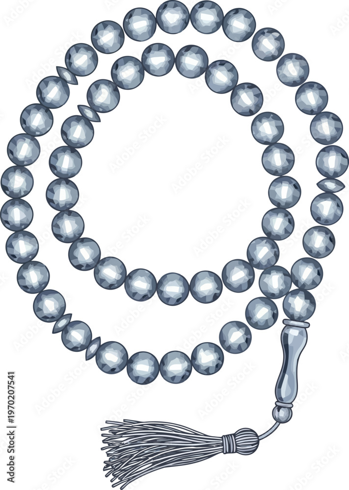 Fototapeta premium Islamic prayer beads Tasbih with tassel spiritual accessory for meditation and worship isolated on white background