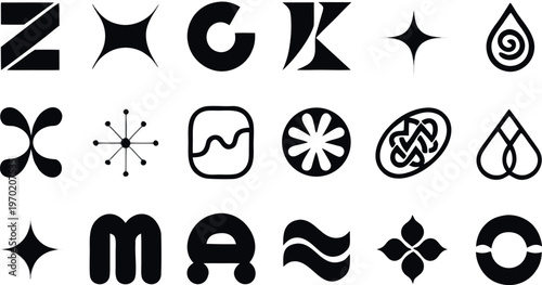 Collection of Minimalist Modernist Graphic Symbols and Abstract Vector Icons