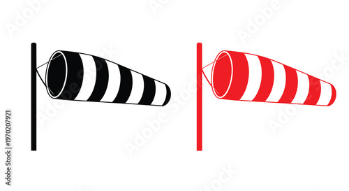 Two wind socks with contrasting colors a striking silhouette