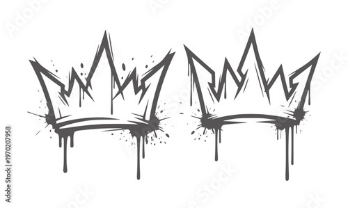 Two graffiti style crowns with dripping paint effect royalty