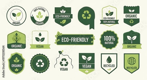Eco Badge and Label Icon Set