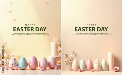 Elegant easter day background, Decorative happy easter day background for website, social media template