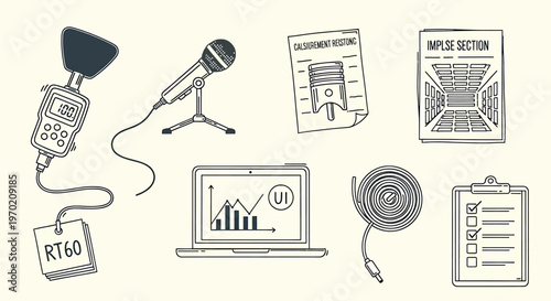 Vintage microphone collection isolated on transparent background a nostalgic audio equipment illustration