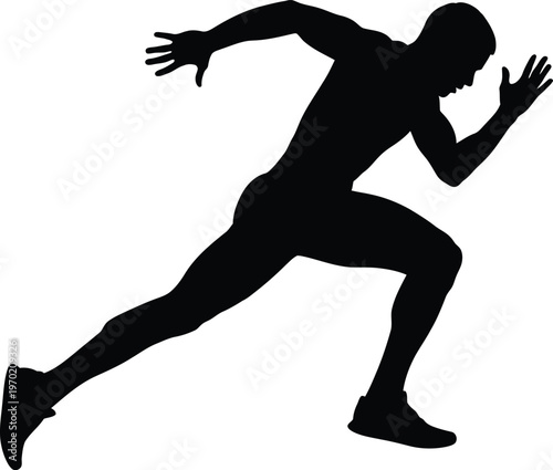 A black silhouette of a man running