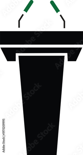 Professional Public Speaking Podium Icon with Microphone, Conference Presentation and Event Speaker Stand Vector Design for Business and Seminar Use