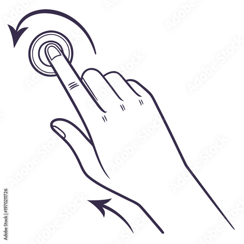Hand rotating a circular with arrows finger rotation circular arrows gesture