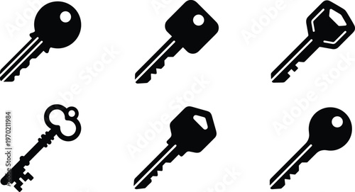 A collection of various keys arranged on a surface showcasing different shapes and designs for security and access