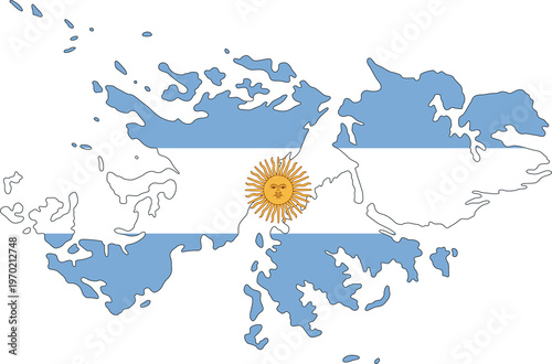 Bild auf Leinwand Silueta del mapa de las Islas Malvinas. 02 de Abril