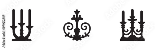 Baroque symmetrical candelabra and ornate floral decorative vector motifs