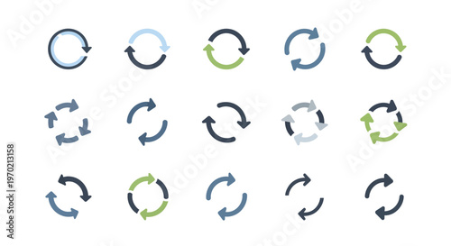 Refresh and Reload Arrow Icons Set: Modern Cycle and Update Symbols Collection