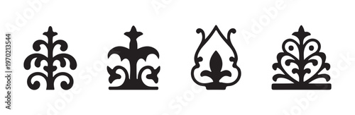 Decorative baroque floral elements and ornate symmetrical candelabra vector