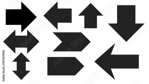 Black Arrow Icons Set Direction Navigation Symbols