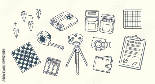 Vintage camera collection isolated on transparent background a sketchy photographic equipment assortment