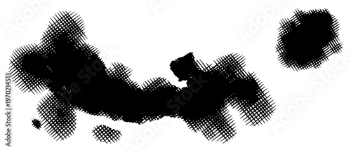 Abstract hand drawn ink splatters and blots with decorative cross hatched engraving texture