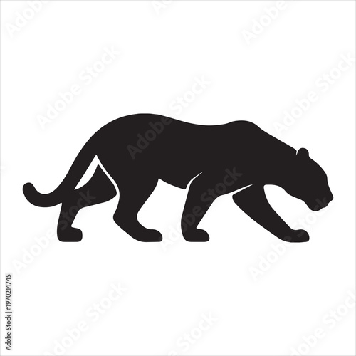Black panther walking silhouette vector illustration