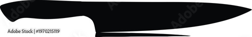 A black silhouette of a knife on a white background