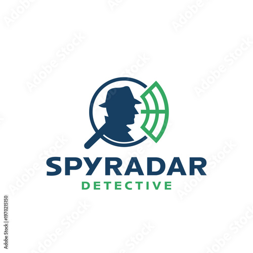 Spy with a radar screen scanning for targets in a covert operation logo. Suitable for espionage, surveillance, and securitythemed designs.