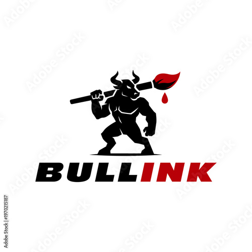 Bull painting with a brush logo design. Concept for creativity, artistry, innovation. Ideal for business presentations, marketing campaigns, and educational materials.