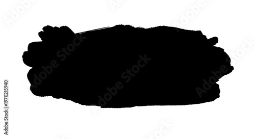 A black smear stretches horizontally across a white background